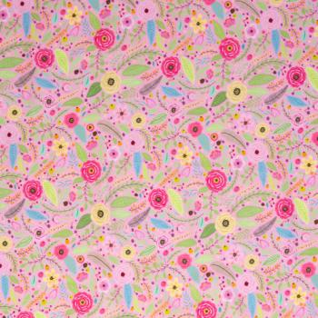 Baumwoll Druck Blüten und Blätter auf Rosa von Happy Easter by Swafing 
